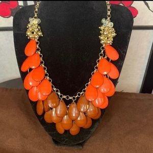 Francesca's Collection Orange  Brown‎ Layered Tear Drop Bead Necklace Boho Chic